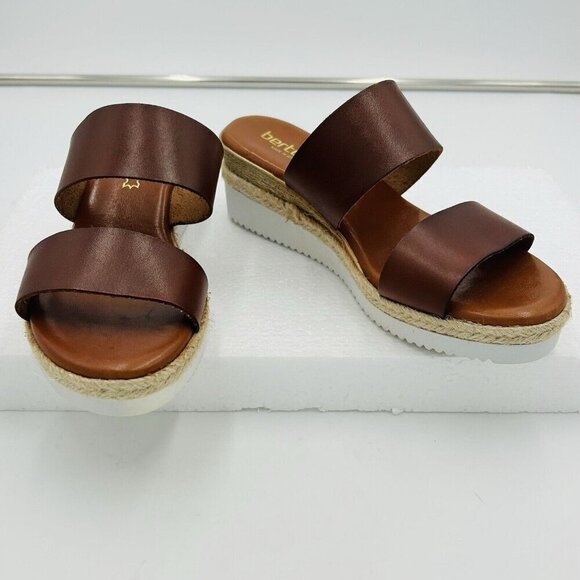 Bertuchi Brown Cognac Leather Wedge Platform Sandals Women’s US 9 EUR 40 Spain - Picture 1 of 9